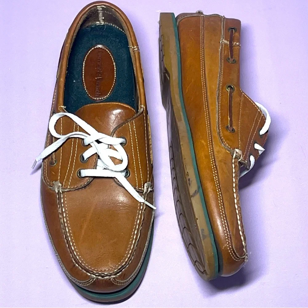 Currier & Branch Men 11 Loafers Aquatred Goodyear Soles Boat Leather Shoes Brown